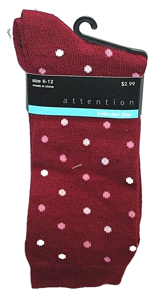 Calcetines para mujer Attention rojo/marrón patrón de lunares talla extendida talla 6-12 Foto 1 de 1