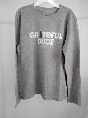 Camiseta trituradora manga larga Life is Good Boy Grateful Dude gris talla 7-8 58091 Foto 1 de 4