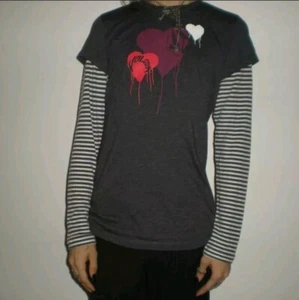 VolcomT-shirt with built in striped long sleeve layer late 2000s W Small LikeNew - Picture 1 of 6