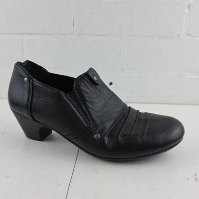 Ladies Rieker  - 41657 Black Leather Block Heel Smart Shoes Size 4 UK - Image 1 of 4