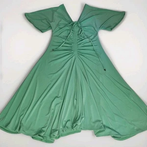 White House Black Market 2010's Dress Size M Green Flared Knee-length Ruched EUC - Picture 1 of 9