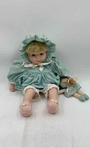 Gorgeous Collectible Betty Boop Blue Porcelain Doll With Baby Doll Floral Dress - Picture 1 of 9
