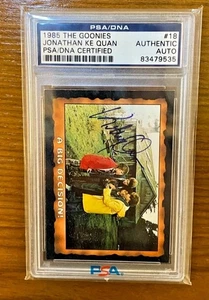 PSA/DNA Jonathan Ke Quan Data THE GOONIES Autograph! 1985 Topps Card #18! - Picture 1 of 3