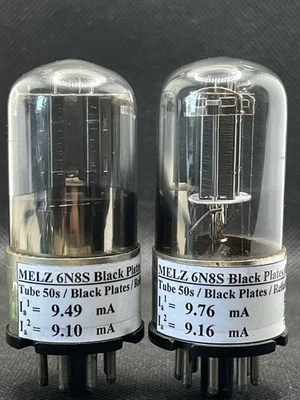 MELZ 6N8S EMPAREJADO PAR/CUARTETO PLACAS NEGRAS MILITARES (6SN7GT/1578) PRUEBA EN FOTO Foto 1 de 4