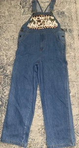 VTG Faded Glory Handmade Cottagecore Overall Pants SZ Large Snowman Design - Picture 1 of 9