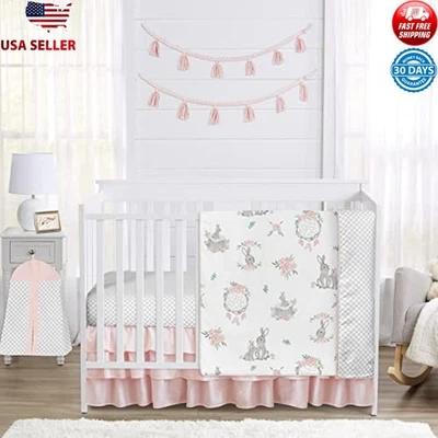 Nuevo Juego de Ropa de Cama 4 Piezas Cuna Bebé Microfibra Manta Sábana Pañales Apilador Falda Foto 1 de 4