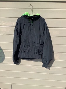 Pacific Trail Charger Windbreaker - Men’s M Black Hooded Jacket With Green Hood - Picture 1 of 11
