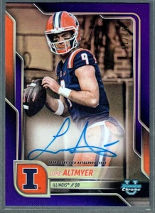 2025 Bowman University Chrome Luke Altmyer Auto Purple Refractor #/75 Illinois - Bild 1 von 2