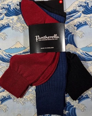 Pantherella Men's English Wool Socks 3-Pack Plain Ribbed Dress UK 6-7 39-40 £54 - Image 1 of 4