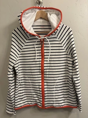 Talbots Mujer Talla XL Blanco Azul Marino Rayas Cremallera Completa Sudadera Chaqueta Foto 1 de 4
