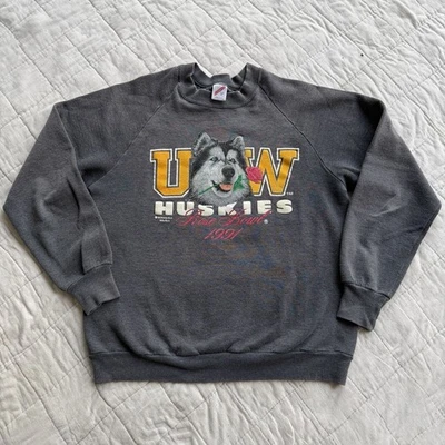 Винтажный свитшот University Washington Huskies с круглым вырезом 1991 чаша с розами 90-е LG - Изображение 1 из 4