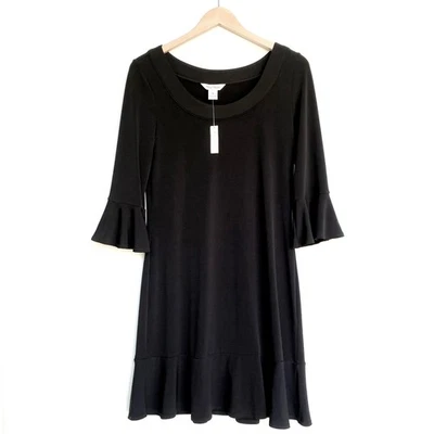 NWT White House Black Market Womens Jersey Dress Size M 3/4 Sleeve Flounce Party - Image 1 of 4