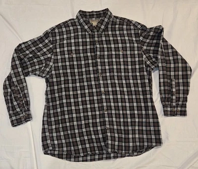 Duluth Trading Co Men's Button Down Shirt XL Button Tab Sleeve Black/Gray/Red - Image 1 of 4