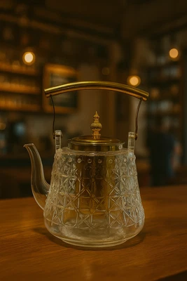 Embossed Glass Teapot with Gold Handle & Infuser – 750ml Vintage Style Tea Pot   - Image 1 of 2