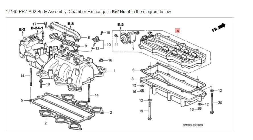 Conjunto de carrocería HSX original OEM HONDA ACURA, motor cámara excelente ☆ 17140-PR7-A02 ☆ Foto 1 de 1