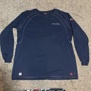 Ariat FR Flame Resistant CAT2 2112 Men 2XL Tall Navy Blue Longsleeve Shirt -Read - Picture 1 of 11