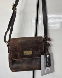 Brandneu mit Etikett Catwalk Collection Umhängetasche "Sabine" braun Leder im Used-Look UVP 45 £ - Bild 1 von 8