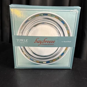 Towle Silvermiths Baybreeze alluminio 9 1/4 osso intarsiato bordo ciotola rotonda ottime condizioni - Foto 1 di 7