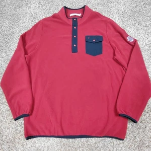 Criquet Fleece Pullover Uomo XL Arancione Bruciato Bottone a Scatto Fischietto Straits - Foto 1 di 7