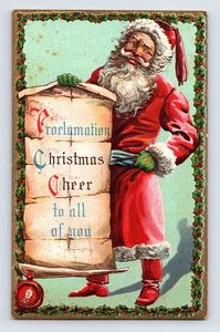 Vintage Weihnachts Postkarte Weihnachtsmannrolle 1910er Jahre unbespielt geteilt hinten - Bild 1 von 2