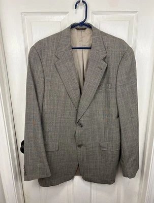 Austin Reed Blazer Sport Coat Mens 42L Windowpane Plaid Jacket Suit Wool Gray - Image 1 of 4