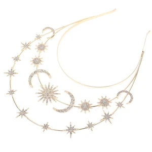 Diadema Corona Diosa Diadema Corona Tres Niveles Estrella Luna Corona Diadema - Imagen 1 de 12