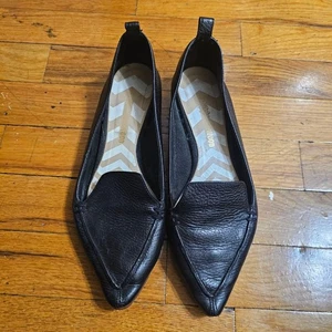 Nicholas Kirkwood Black Pebbled Leather Pointed Toe Flat Loafers Size 36.5 - Picture 1 of 15