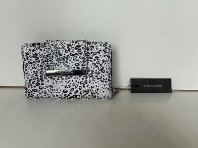 Бумажник женский Tahari для удостоверения личности с черно-белым гепардовым анималистическим принтом 6 дюймов x 3 дюйма - Изображение 1 из 4