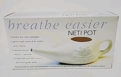 New Breathe Easier Ceramic Neti Pot Allergy Relief Cold and Flu  - Image 1 of 4