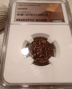 1823 S Netherlands East Indies Krakatoa Hoard 1/4S NGC GENUINE Full Date! - Picture 1 of 5