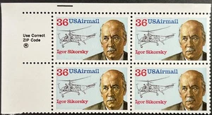 U.S. Scott #C119, Zip Block of 4, Igor Sikorsky, Helicopter, VF, MNH - Picture 1 of 2