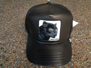 Goorin Bros Cuero Pantera Negro Camionero Sombrero Cuero Billete y Corona Nuevo con Etiquetas - Imagen 1 de 13