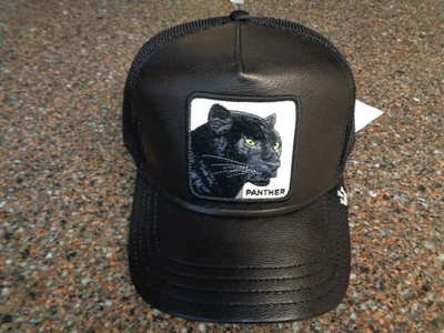 Goorin Bros Cuero Pantera Negro Camionero Sombrero Cuero Billete y Corona Nuevo con Etiquetas Foto 1 de 4