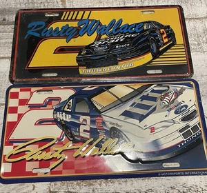 NASCAR #2 Rusty Wallace Miller Racing  Metal License Plate Vintage 2 pack! - Picture 1 of 1