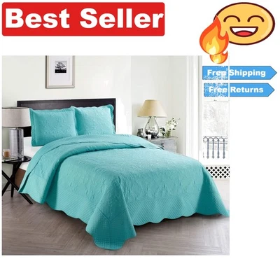 Juego de colcha y fundas de almohada de gran tamaño azul aguamarina Home Collection, 3 piezas Foto 1 de 2