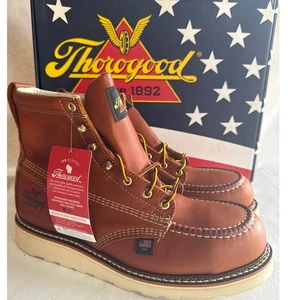 Thorogood Work Boots American Heritage 6" Mens 9D Moc Steel Toe Leather 804-4200 - Picture 1 of 11