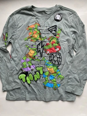 Teenage Mutant Ninja Turtles Boys M Medium Long Sleeve Shirt Gray NWOT - Image 1 of 4