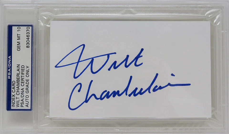 Wilt Chamberlain Signed 3x5 White Index Card (PSA Encapsulated -  Auto Grade 10) - Image 1 of 1