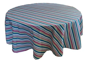 Tektrum 70" Round Colorful Stripes Tablecloth-Waterproof/Stain Resistant - Picture 1 of 6
