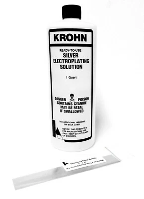 Krohn Silver Plating Solution & Stainless Anode Set for ElectroPlating Bath USA - Image 1 of 4