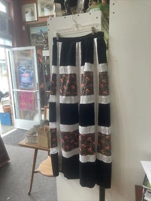 Falda romance vintage años 70 praire boho midge grant terciopelo encaje retazos Foto 1 de 4