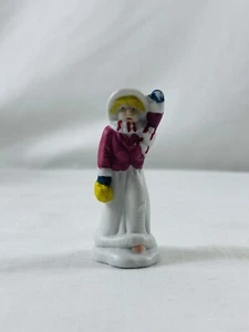 Miniature Christmas Village Scene 2 1/4" Girl/Woman With One Arm Up - Picture 1 of 8
