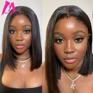 Lace Closure Frontal Wigs Human Hair Bone Straight Pre Plucked Brazilian Remy - Picture 1 of 11