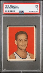 1948 BOWMAN BASKETBALL #16 SID HERTZBERG, PSA 3 VG (WASH. CAPITOLS) ROOKIE CARD - Picture 1 of 2