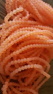 Sea Glass Beads 4mm  florescent  orange lot of 20 strands /100 per strand  - Picture 1 of 1