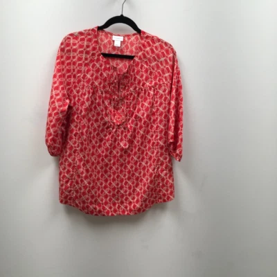 Blusa Maternidad Mujer Roja Geométrica Manga 3/4 Muesca Cuello Maternidad M Foto 1 de 4