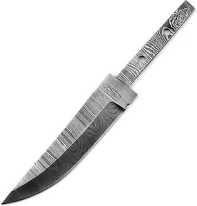Hand Forged Damascus Steel Blank Blade, 8" Knife Making Full Tang Blade - Picture 1 of 5