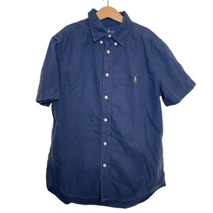 Ralph Lauren Boys Cotton Button Down Short Sleeve Shirt Navy Pony  Size L 14/16 - Foto 1 di 9
