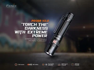 Fenix PD36R V2.0 1700 Lumens 396 meter Type-C USB 21700 EDC Tactical Flashlight - Picture 1 of 16