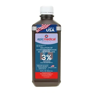Epic Medical Supply 32 oz Hydrogen Peroxide First Aid Antiseptic 3% USP - Picture 1 of 10